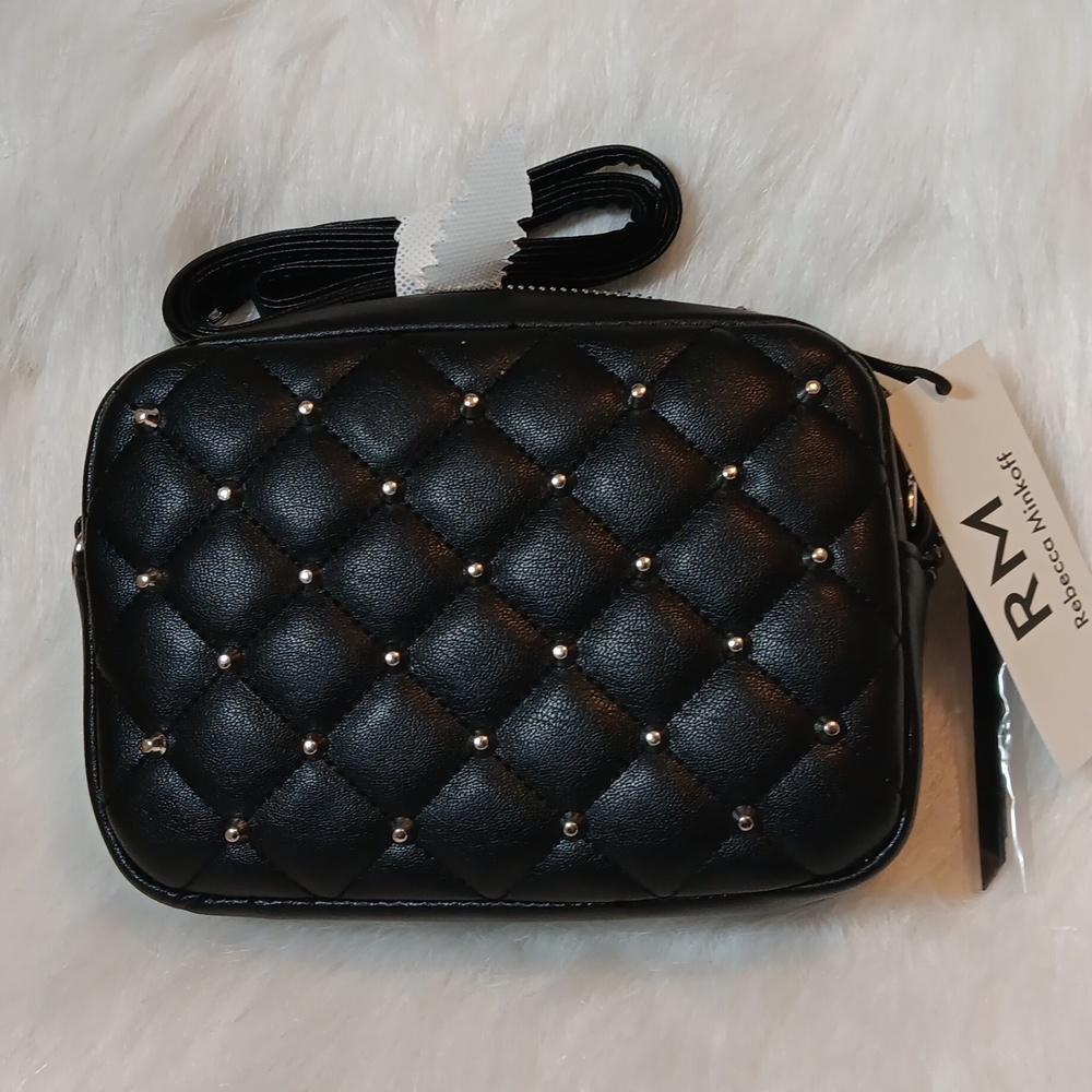 Rebbca Minkoff Black Diamond Quilt Studded Too Small Crossbody NWT